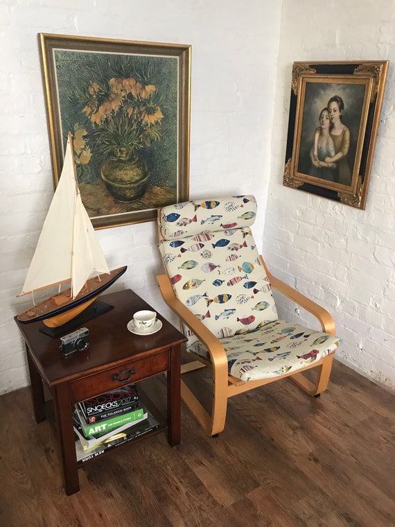 Slip Cover For The Ikea Poang Chair Range In Fish Fiesta Print Etsy