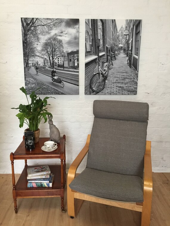 Ikea Poang Chair Cover In Linen Look Fabric Slate Etsy