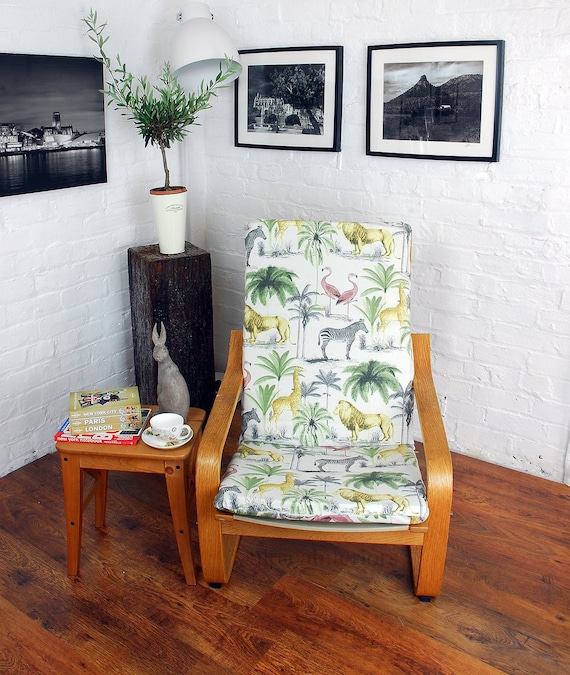 Ikea Children S Kids Poang Chair Slip Cover In Safari Etsy