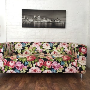 Lycksele Solsta Ullvia Ikea Tullsta Klobo Poang Covers in beautiful vintage look bird print cotton. Olarp Klippan