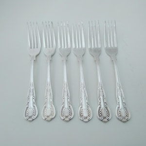 Set of 6 kings pattern silver plated dessert forks - EPNS