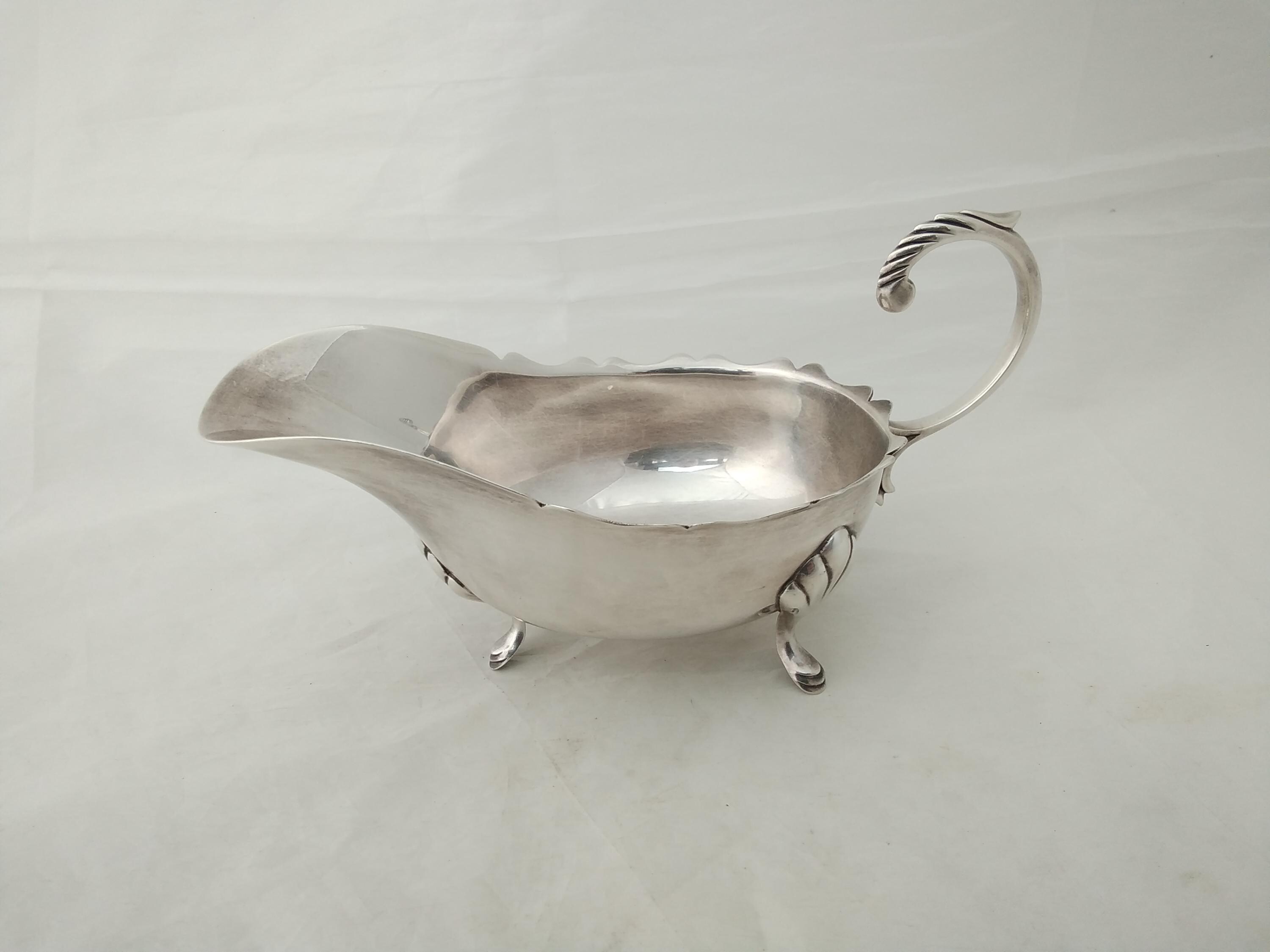 Saucière Cygne en métal Argenté et sa cuillère, collection Gallia