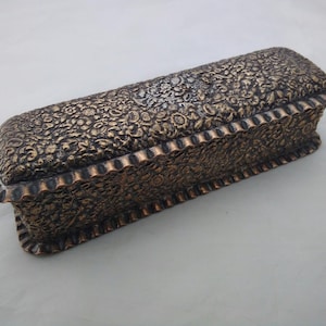 Decorative Embossed Antique brass trinket box - K&S, London