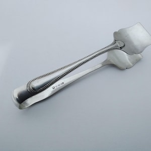 Antique silver plated cake / asparagus tongs - Bead Pattern, EPNS