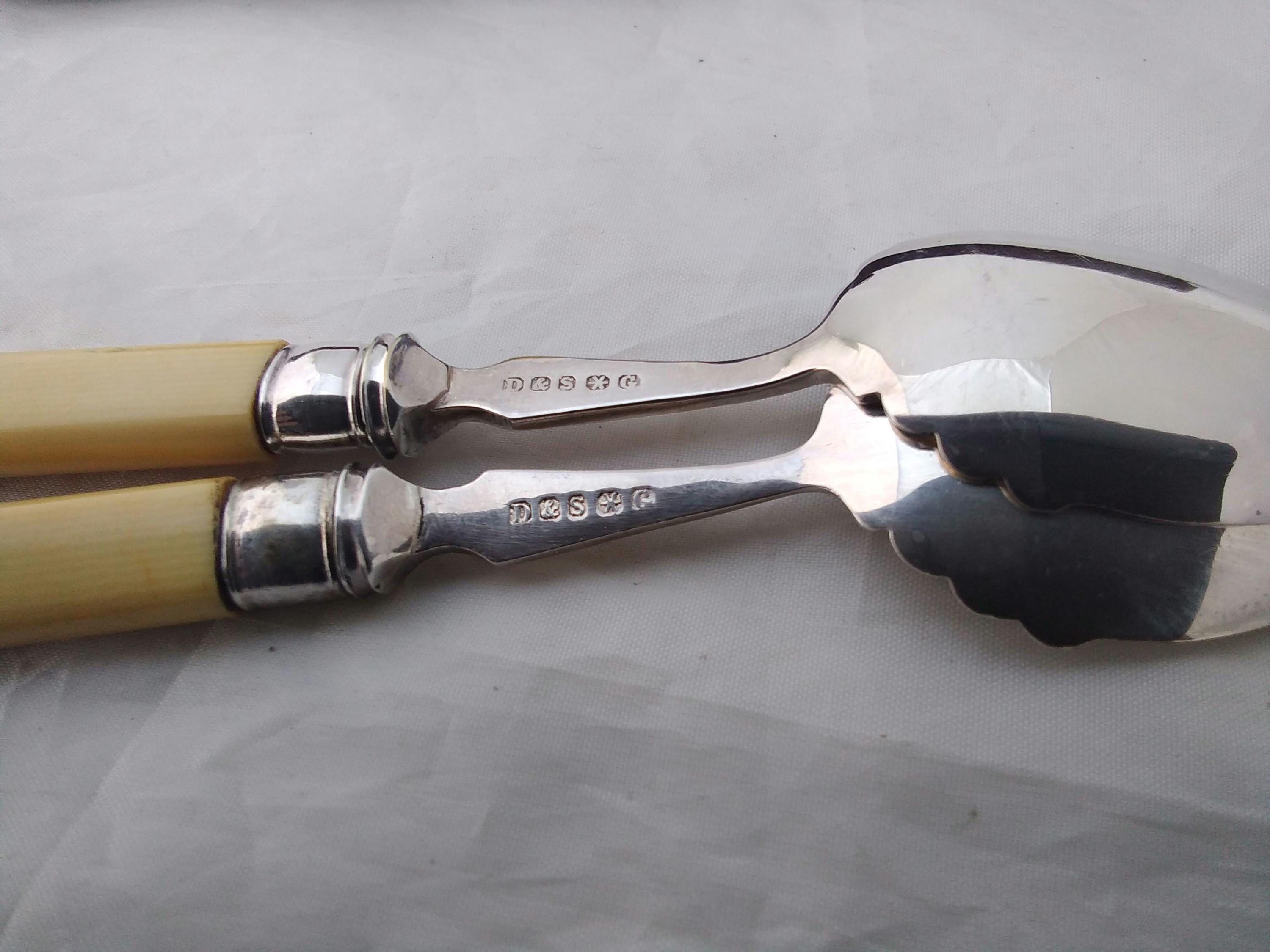 ケース入りアンティーク セルロイドハンドル付き銀メッキジャム