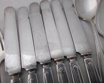 初期ヴィンテージ 18 ピース シルバー メッキ コミュニティ プレート