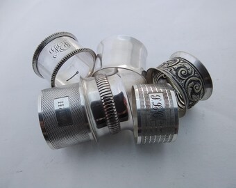 Harlequin Set of 6 odd silver plated napkin rings