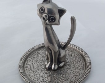 Vintage Silver Plated Novelty Cat Ring stand