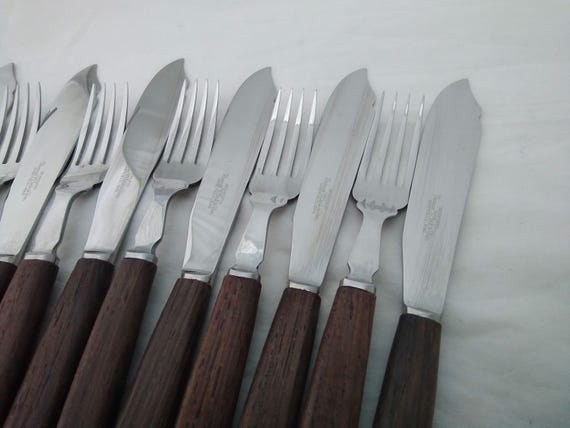ヴィンテージ フィッシュナイフ＆フォーク12本 Vintage Retro 12 Piece Wooden Handled Fish Cutlery Set - Thomas W