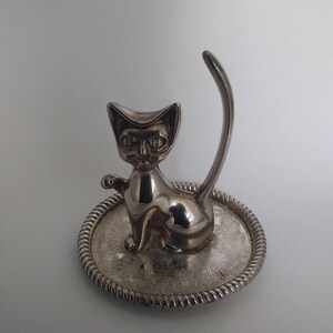 Vintage Silver Plated Novelty Cat Ring stand