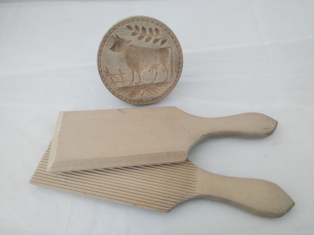 Antique Carved Wooden Cow Butter Marker and Butter Pats Etsy