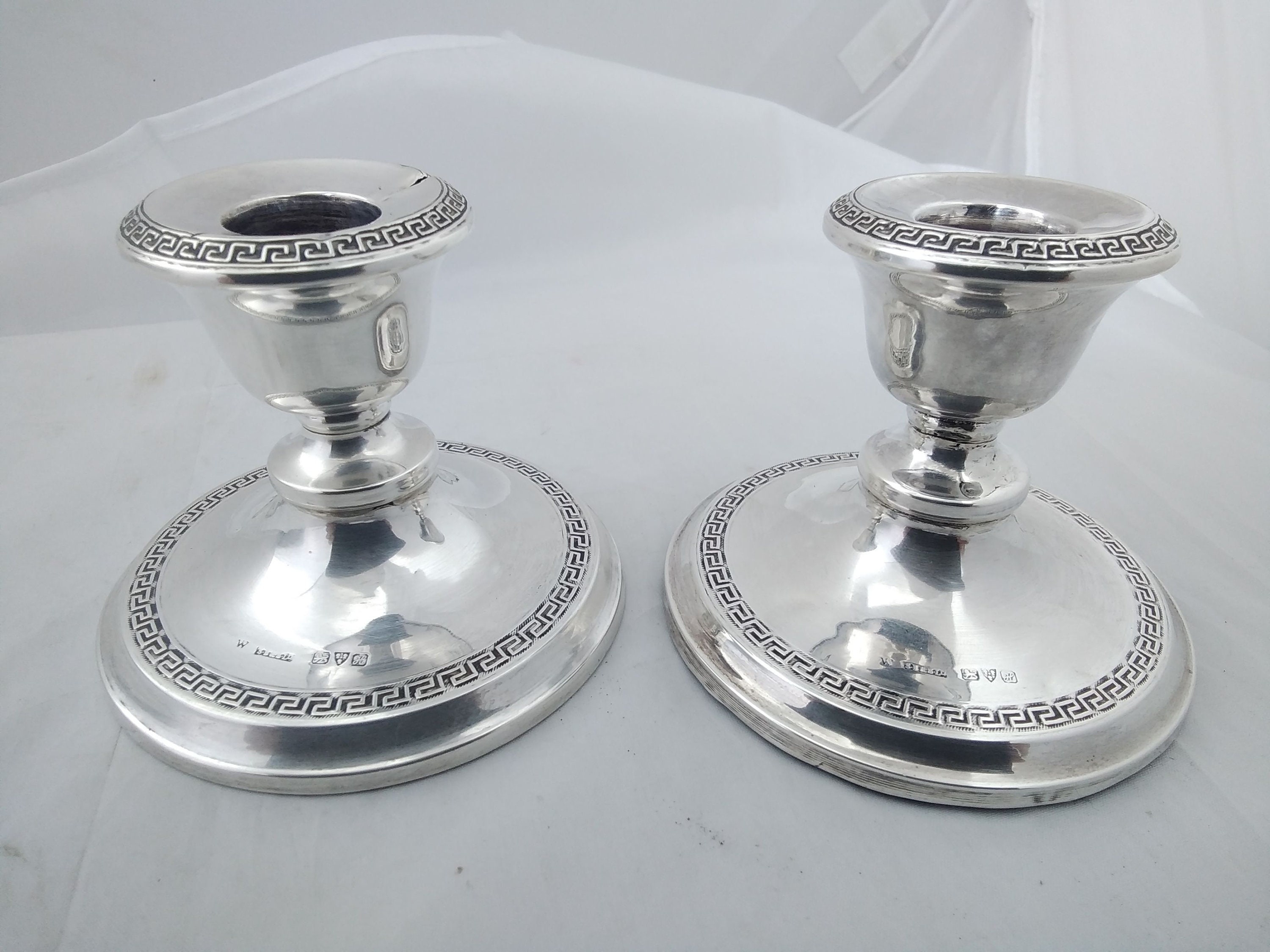 Vintage sterling silver candlesticks Chester 1908