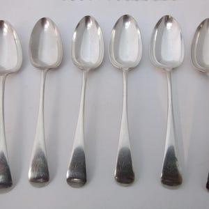 Vintage Set of 6 Old English pattern silver plated dessert spoons - EPNS - monogrammed &#39;B&#39;
