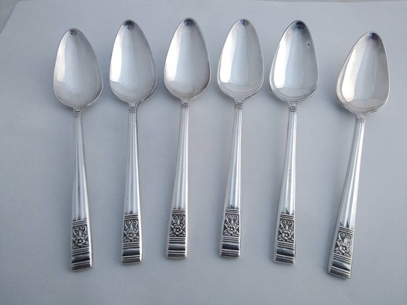 Vintage Set of 6 Silver Plated Grapefruit Spoons With Flower Detail Sheffield EPNS Pedigree Plate Etsy