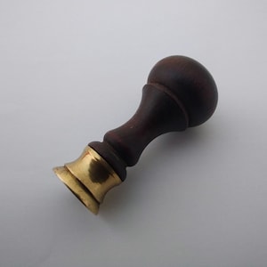 Vintage wooden and brass writing seal with decorative &#39;H&#39; stamp