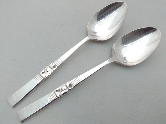 2 Vintage silver plated Morning Star Community Plate Serving Spoons