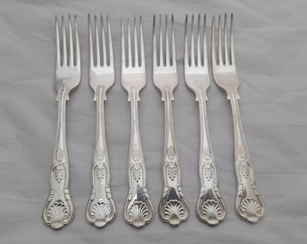 Heavy Set of 6 kings pattern silver plated dinner / table forks - EPNS