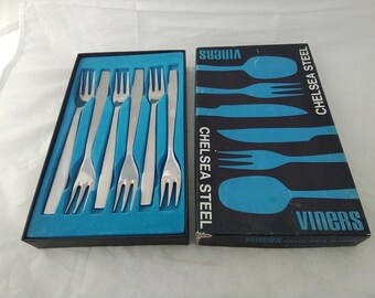Vintage Set of 6 Stainless Steel Viners Studio Dinner Forks - Etsy