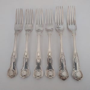 Set of 6 kings pattern silver plated dessert forks - EPNS 4 + 2