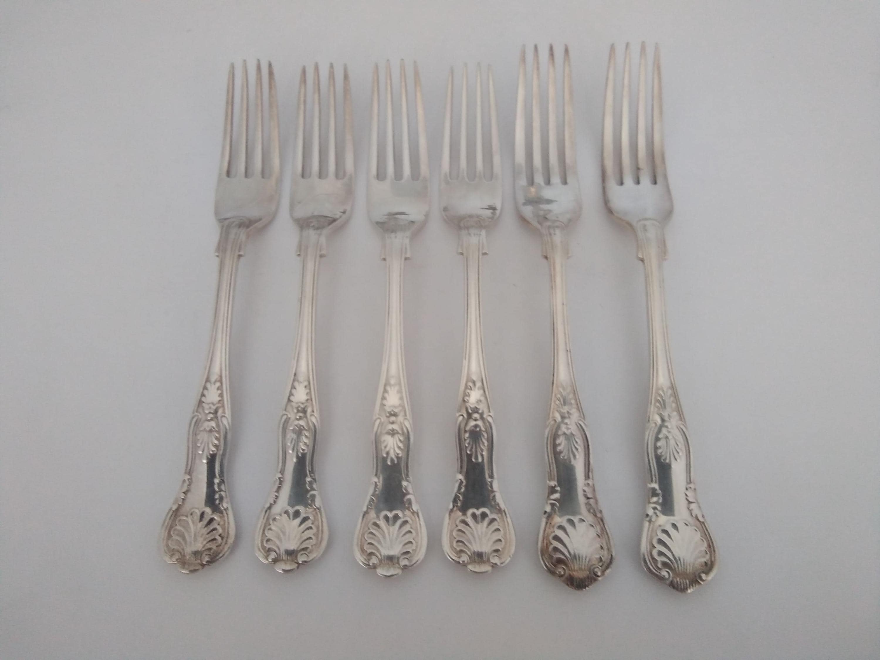 イギリス　キングスパターン　シルバープレートフォーク　デザートフォーク キングスパターンシルバーメッキデザートフォーク6本セット