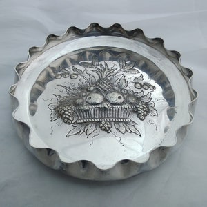 Antique silver plated strawberry/ summer fruits dish