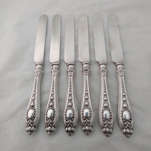 Excellent early Set of 6 large silver Plated Dessert Cutlery - Aesthetic movement