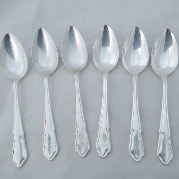 Vintage set of 6 silver plated tea spoons Dubarry pattern- EPNS A1, Sheffield