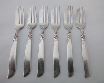 Rare Vintage set of 6 silver plated South Seas Community Plate cake / pastry forks