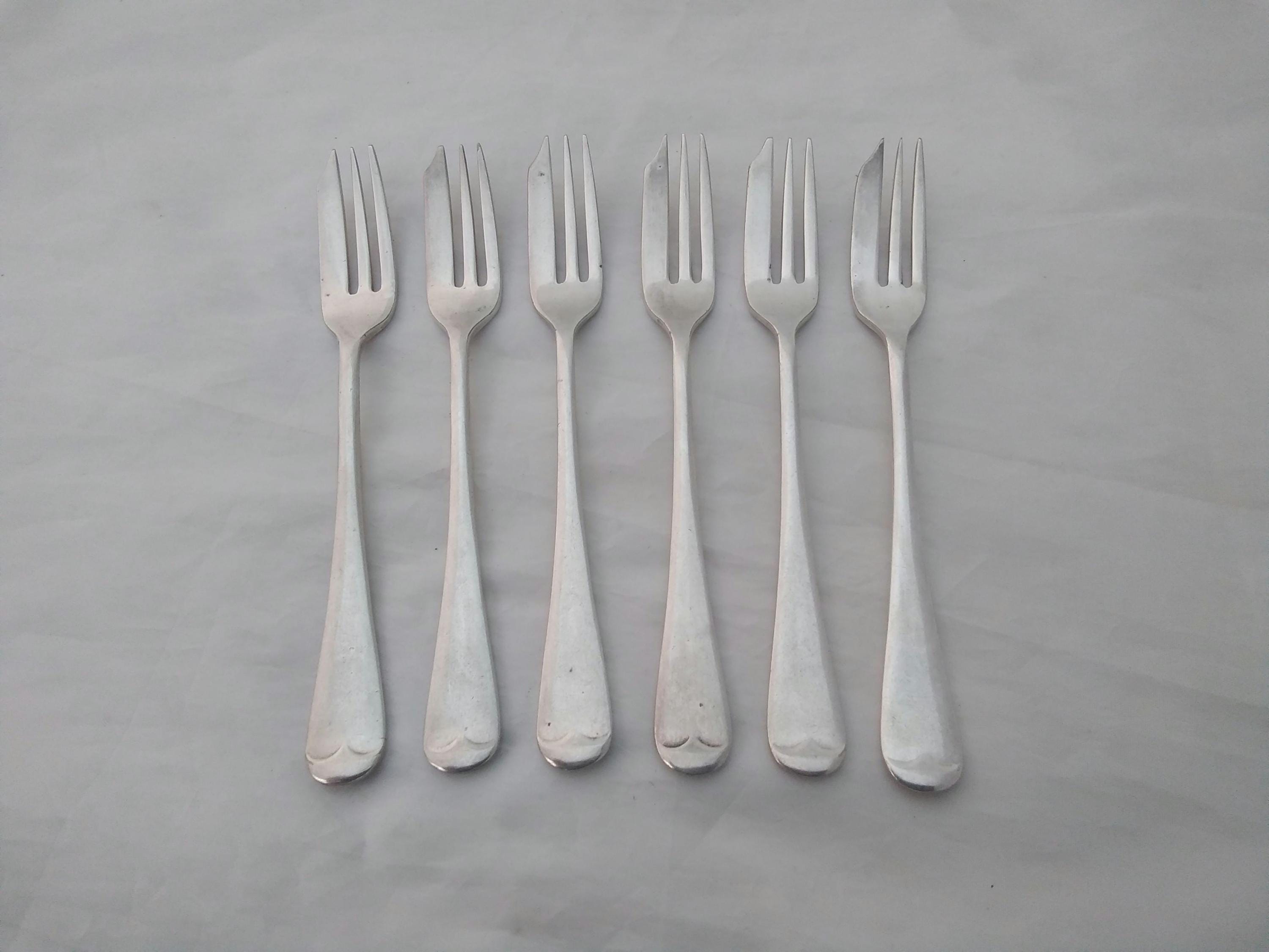 Vintage Set of 6 Silver Plated Epns Old English Pattern Cake
