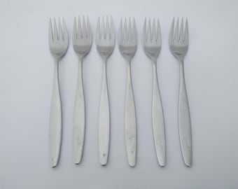 Vintage set of 6 stainless steel dessert forks - Sipelia