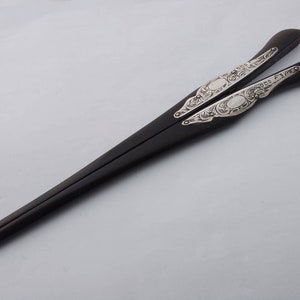 Pair of antique ebony handled glove stretchers with silver detail - London 1917