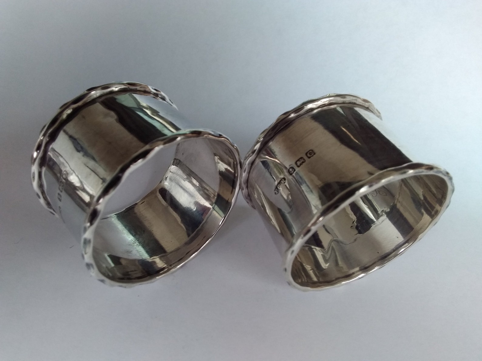 Pair of Antique solid silver napkin rings with crimped edges Etsy
