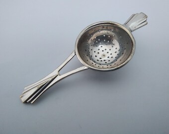 Vintage Delft Blue Floral Holland Tea Strainer With Porcelain