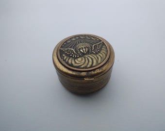 Beautiful antique brass Cherub trinket / pill box