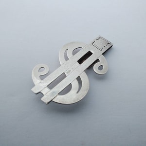 Vintage solid 800 silver money clip - Dollar Sign