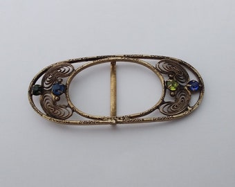 Vintage Czech brass filigree buckle - 1930's