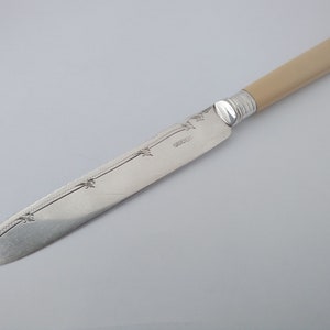 Decorative Vintage EPNS silver plated cake cutter with celluloid handle - James Dixon & Sons