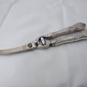Vintage decorative sterling silver handled Poultry Shears - Birks