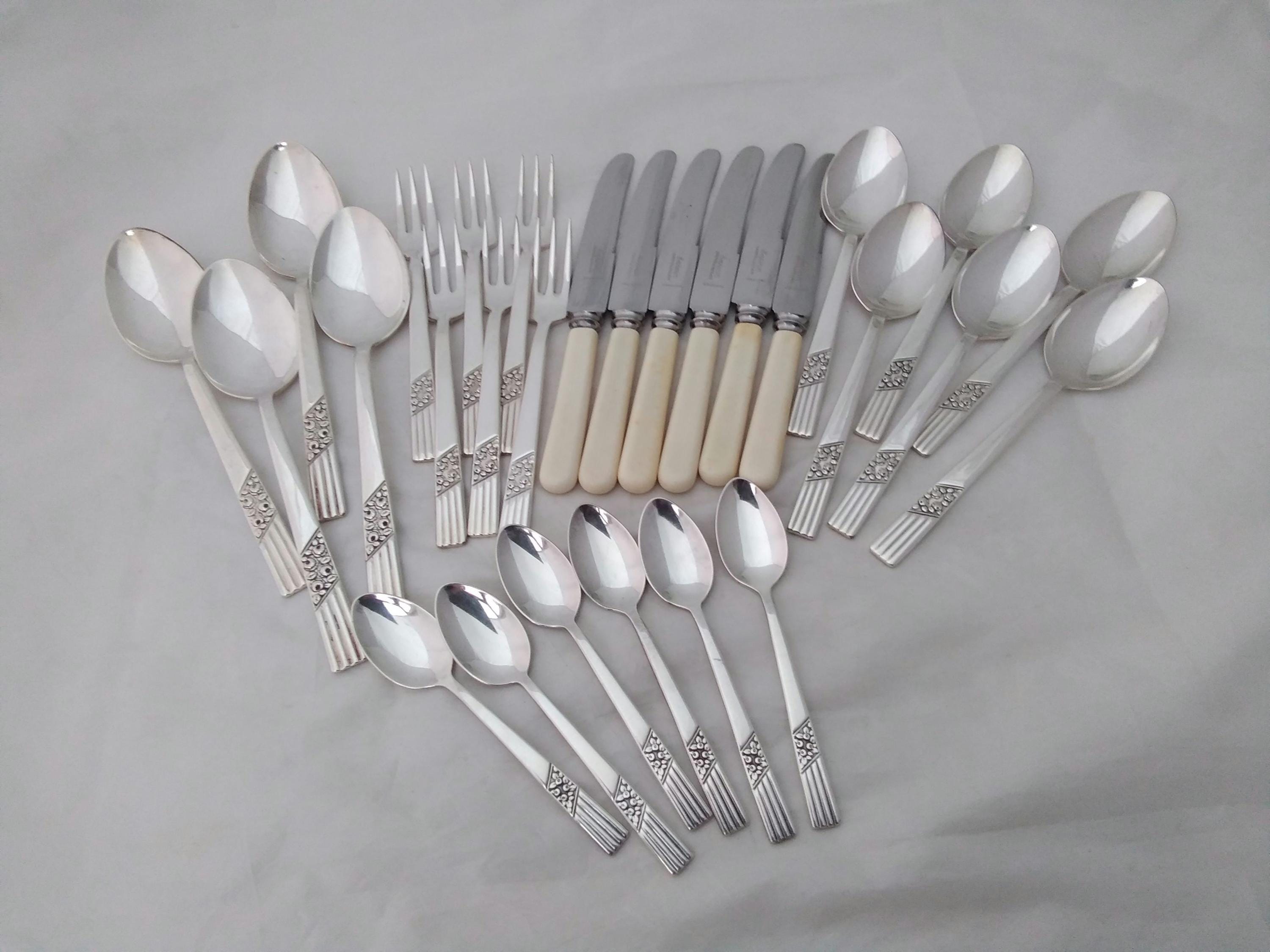 【英国】ヴィンテージ　EPNS&シルバー マザーオブパールカトラリー　4セット① 英国】ヴィンテージEPNS&シルバー マザーオブパールカトラリー4セット①