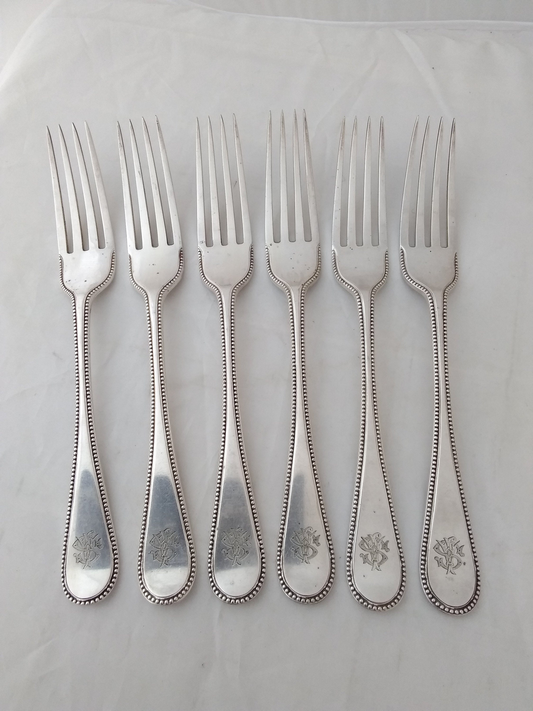EPNS Cutlery Set of 6 Silver Plated Bead Pattern Dessert Knives