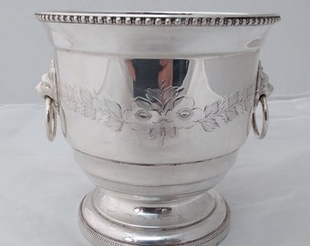 Vintage silver plated Wine Cooler / Ice Bucket with lion handles