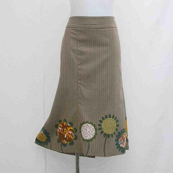 Items similar to SALE! Brown pinstripe Skirt, Hand painted skirt
