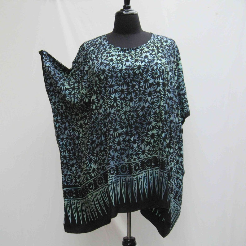 upcycled batik caftan Black and blue tunic batik kaftan plus size caftan batik cover up black tunic 1x 2x 3x 4x 5x 6x boho kaftan