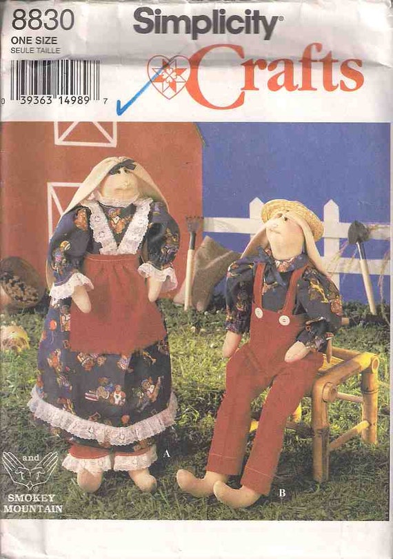 Items similar to Simplicity 8830, Rabbit sewing pattern, stuffed rabbit