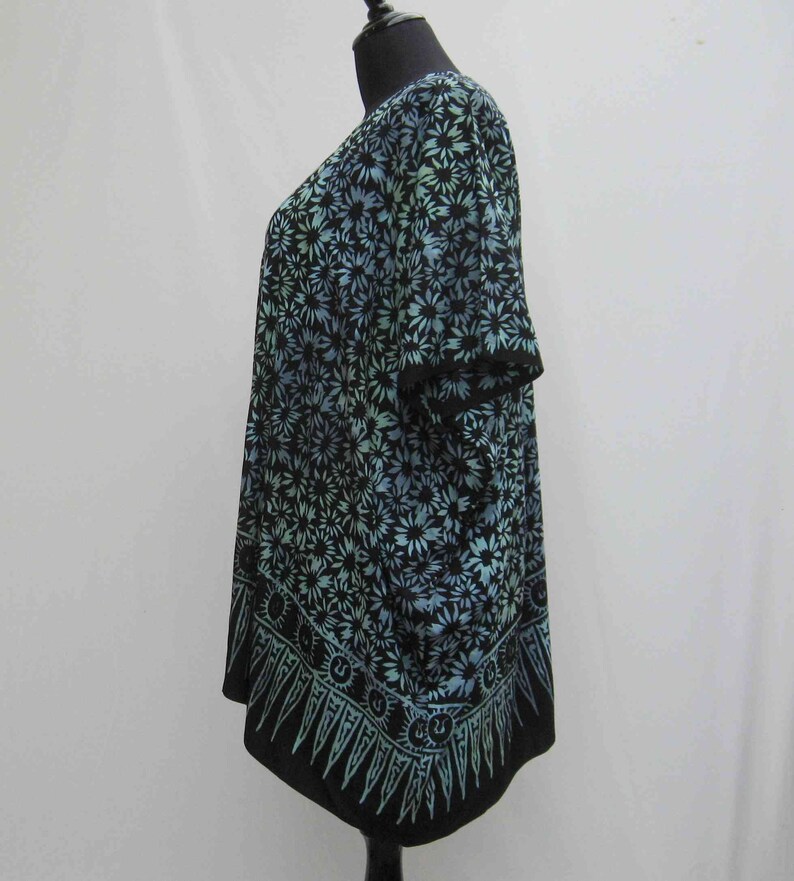 upcycled batik caftan Black and blue tunic batik kaftan plus size caftan batik cover up black tunic 1x 2x 3x 4x 5x 6x boho kaftan