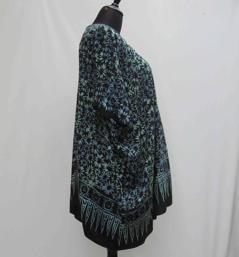 upcycled batik caftan Black and blue tunic batik kaftan plus size caftan batik cover up black tunic 1x 2x 3x 4x 5x 6x boho kaftan