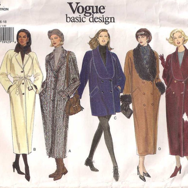Vogue 1445 Sewing pattern, coat sewing pattern, jacket pattern, size 14 16 18 90s 1990s nineties, retro vintage pattern, dressmaking pattern