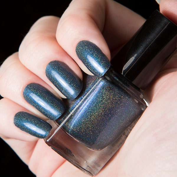 Blue Steel - Smoky Navy Blue Holographic Nail Lacquer - .45oz/13.2mL