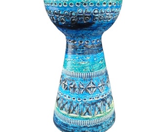 Rimini Blu candle holder / candlestick by Aldo Londi for Bitossi - signed- Mid Century Modern ceramic - Vintage Alla Moda form 734