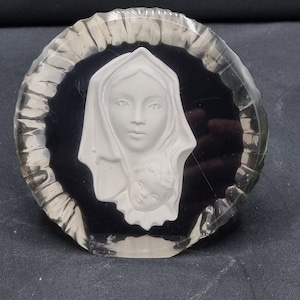 Vintage Lucite Religious Souvenir - Madonna with Child - Mid-Century kitsch